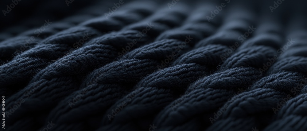 Poster close-up of a dark blue fabric with a textured pattern. the fabric appears to be made of a soft, kni