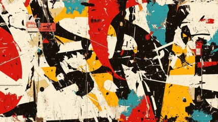 Vibrant background featuring stylized halftone lettering 