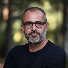 Fototapeta premium A portrait of a man exuding confidence and determination.