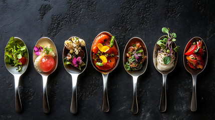 Sensory delight: amuse gueule on spoons tantalize the taste buds