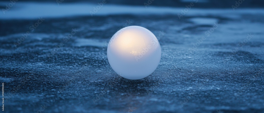 Aufkleber close-up of a single white sphere on a dark, textured surface. the sphere appears to be spherical in