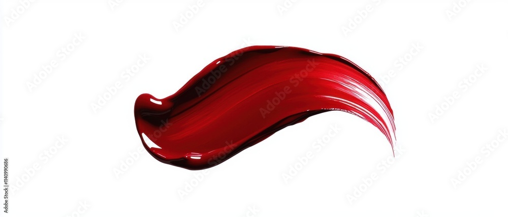 Poster 3d rendering of a red liquid or paint swatch on a white background. the swatch appears to be made up
