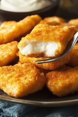 a plate of fried food with a fork