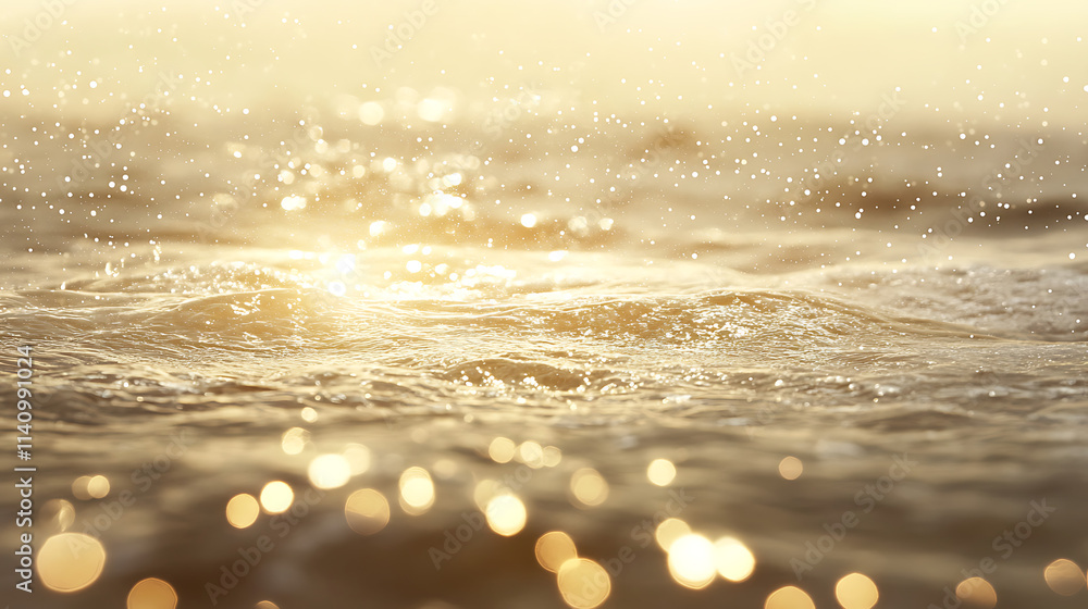 Leinwandbilder shimmering golden background filled with soft glowing light particles and bokeh effects background