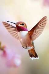 Naklejka premium a humming bird flying in the air with its wings spread