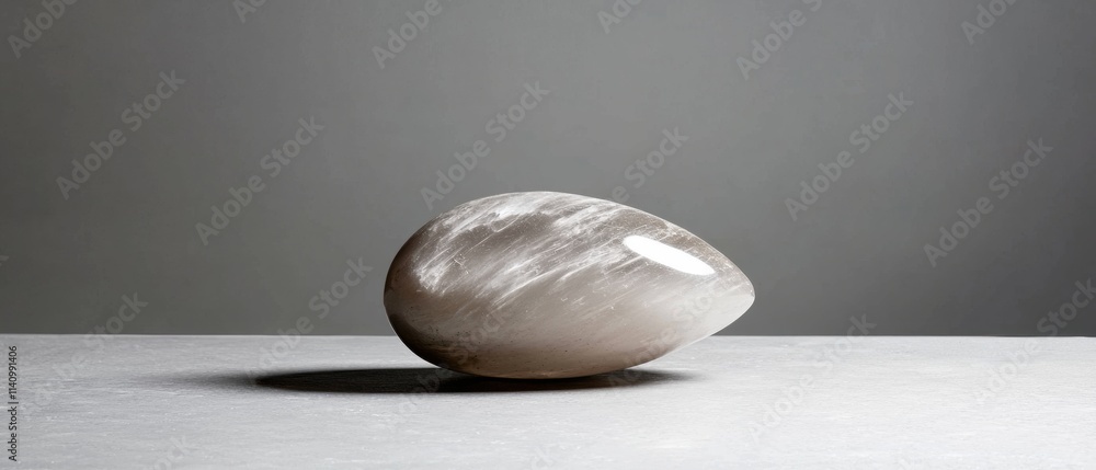 Aufkleber photograph of an oval-shaped object on a grey surface. the object appears to be made of a smooth, po
