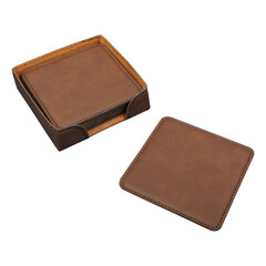 Colorful leather table mats. isolated png background.