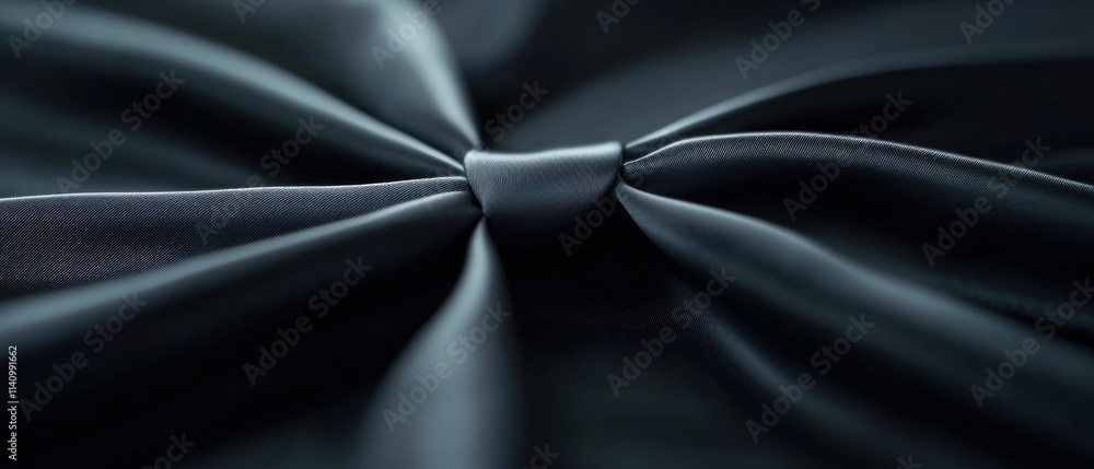 Poster close-up of a black fabric with a knot in the center. the fabric appears to be made of a shiny, silk