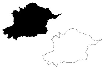 Osh Region (Kyrgyz Republic, Kirghizia, Regions of Kyrgyzstan) map vector illustration, scribble sketch Osh map