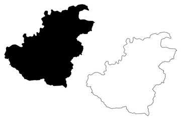 Quthing District (Districts of Lesotho, Kingdom of Lesotho) map vector illustration, scribble sketch Quthing map