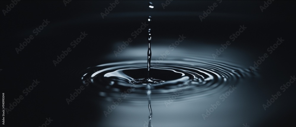 Aufkleber black and white photograph of a single drop of water falling into a pool of water. the drop is in th