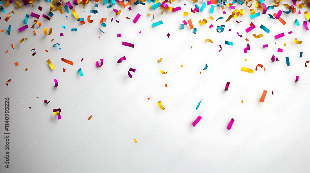 Aufkleber white background with colorful confetti border confettis falling from top to bottom
