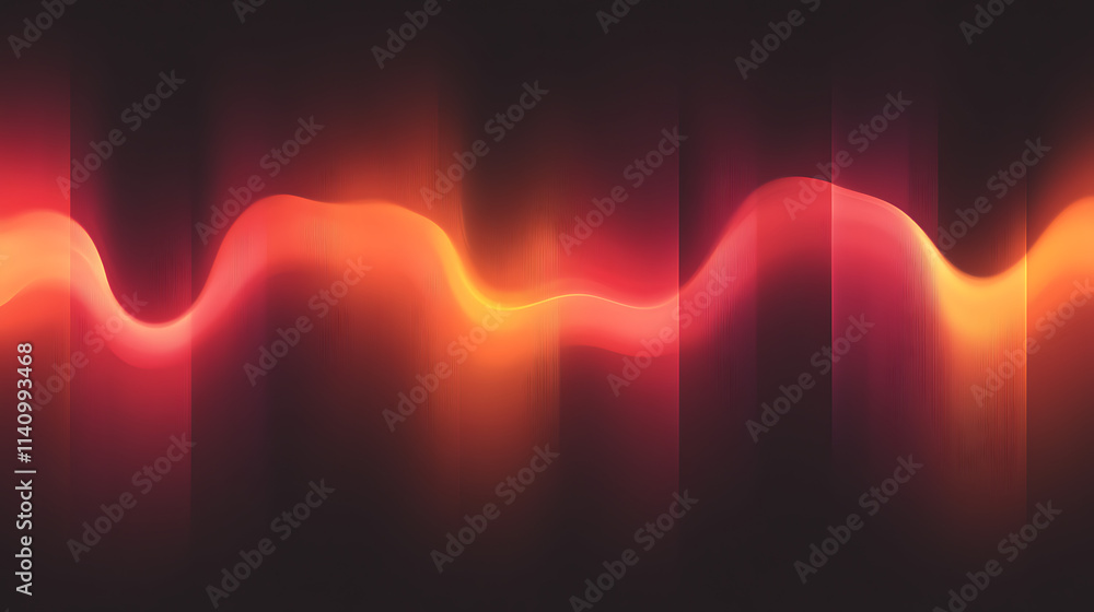 Poster Smooth gradient of red to orange on a black background, resembling the burning flame of an incandescent lamp, the gradient is dynamic and flowing