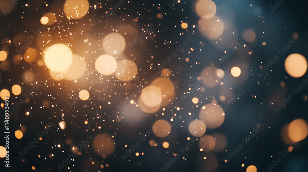 Poster White bokeh flare light effect on black background, for overlay and screen layer modes