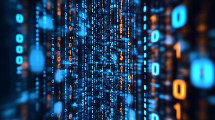 White binary matrix code numbers on black background, for overlay and screen layer modes