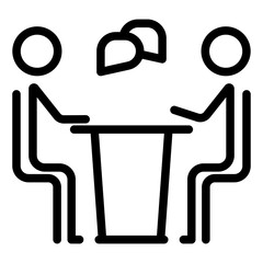 Business Meeting Icon with Two People at a Table