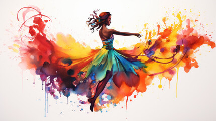 Obraz premium African Dancer in Motion: Watercolor Tribute to Black History Month