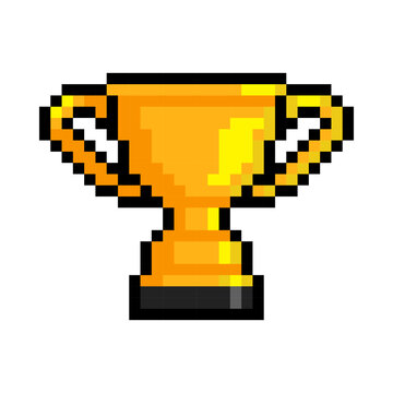 Gold Thropy Design With Pixel Art Style