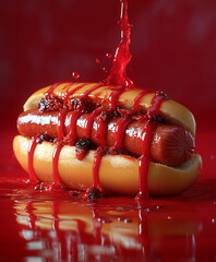 Smacznie wyglądający hot dog i z wypływającym sosem