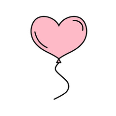 Soft pink heart balloon raster illustration