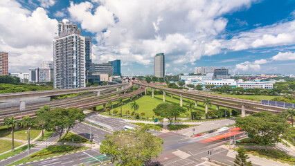 Jurong East Interchange metro station aerial timelapse, one of the major integrated public...