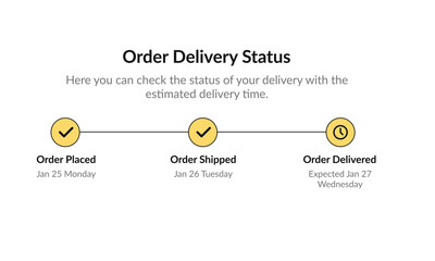 Order delivery status step by step. UI design template, vector illustration.