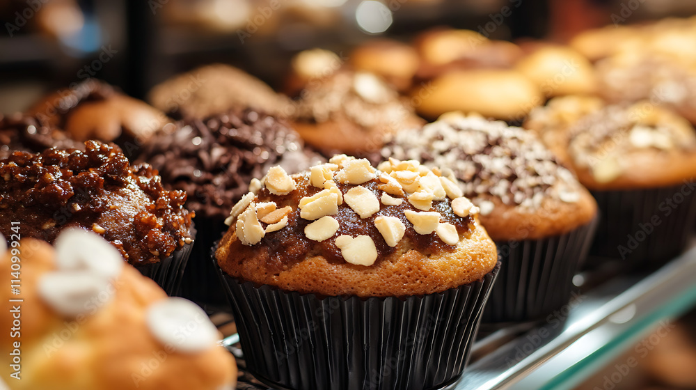 Poster muffin wonderland: a bakery's enticing display