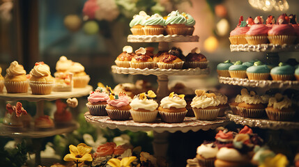 Muffin wonderland: a bakery's enticing display