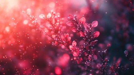 Red leaves sparkle in soft morning light