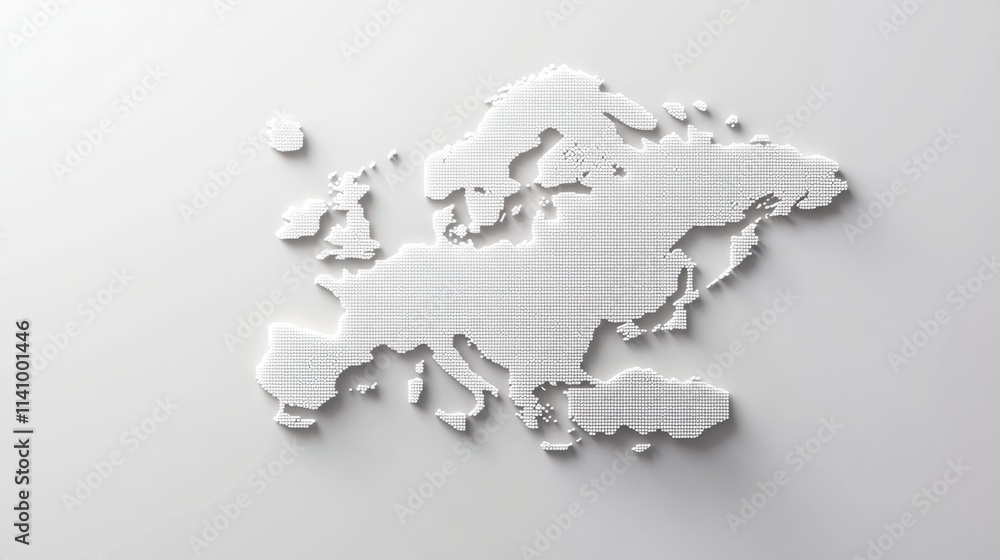 Poster europe map created using dot patterns, distinct countries, white background