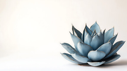 Obraz premium One single blue agave plant on white background