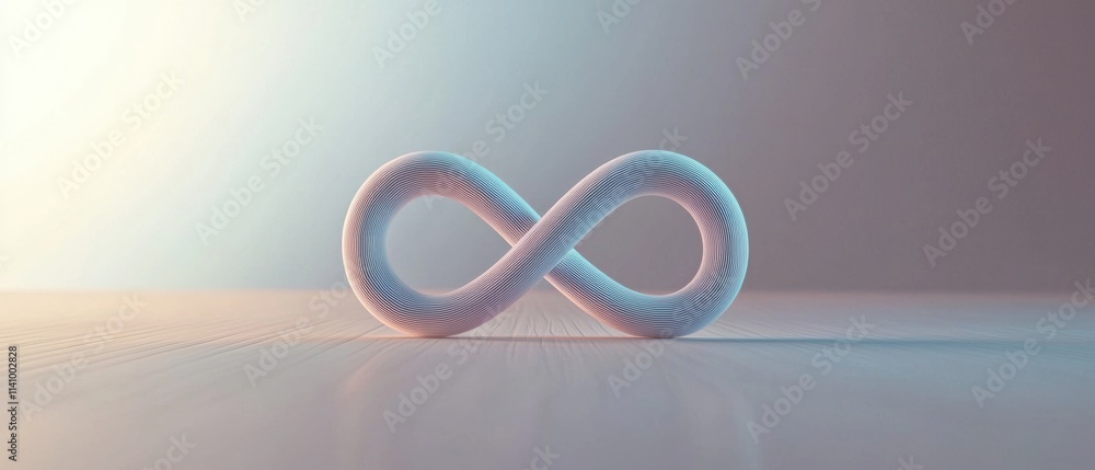 Fototapete 3d rendering of an infinity symbol. the symbol is made up of thin, wavy lines that form an infinity 