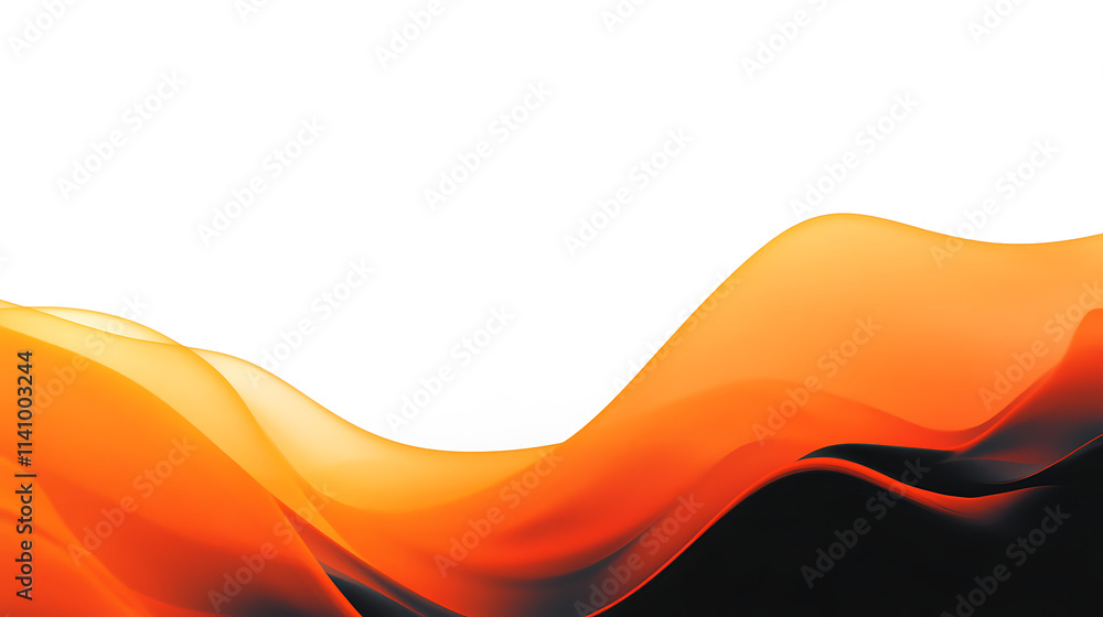 Poster orange black waves, color gradient rough abstract background shine bright light and glow template em