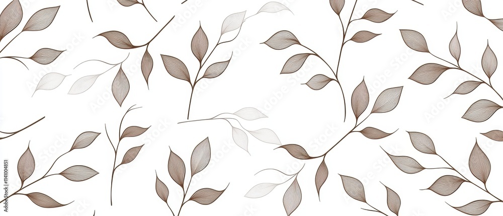 Poster seamless pattern of brown leaves on a white background. the leaves are arranged in a repeating patte
