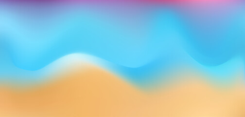 Bright vector light blue and orange brown wavy mesh gradient background. Abstract 3d curve shapes sand and water beach fluid digital watercolor for banner design, water sky concept, liquid poster