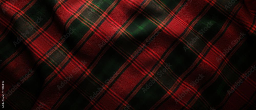 Aufkleber close-up of a fabric with a tartan pattern. the fabric appears to be made of wool or a similar mater