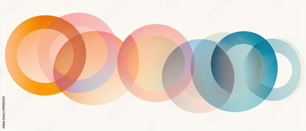 Poster abstract illustration of five overlapping circles in different colors. the circles are arranged in a