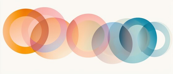 Obraz premium Abstract illustration of five overlapping circles in different colors. the circles are arranged in a diagonal line, with the largest circle in the center and the smallest circle on the right side.