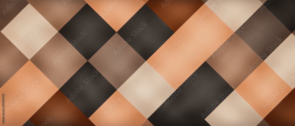 Poster abstract geometric pattern made up of diagonal lines in different shades of brown, black, and beige.