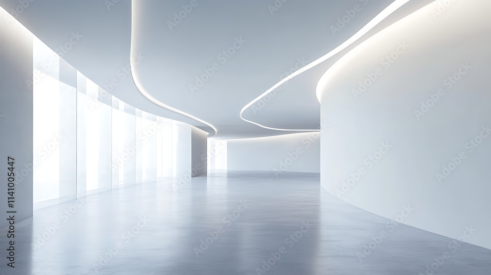 Poster suspended ceiling with halogen led lamps and drywall construction in empty room in apartment or hous