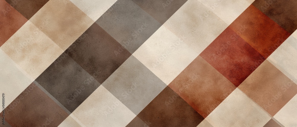 Poster abstract geometric pattern made up of diagonal lines in different shades of brown, beige, and white.