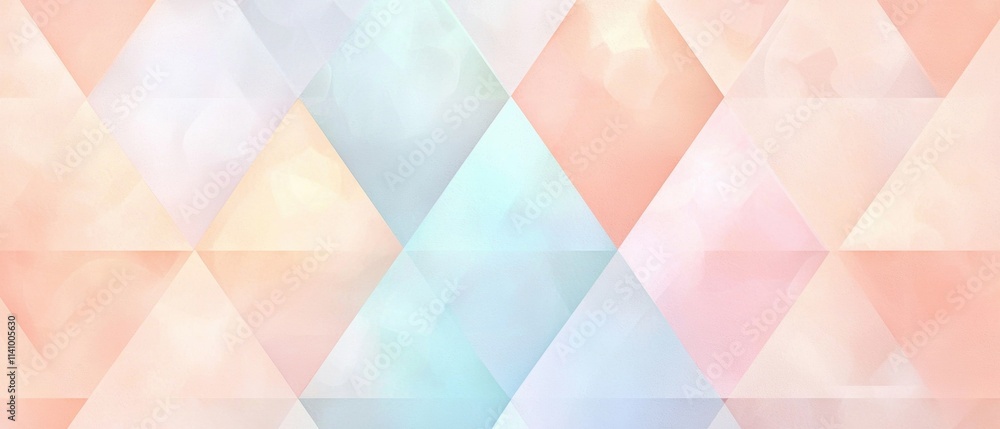 Poster abstract geometric background with multiple overlapping triangles in different shades of pink, blue,