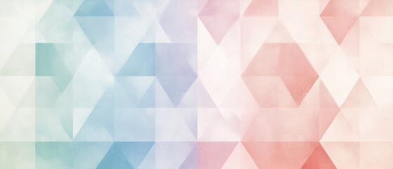 Obraz premium Abstract geometric pattern made up of multiple overlapping triangles in different shades of pink, blue, and light blue.