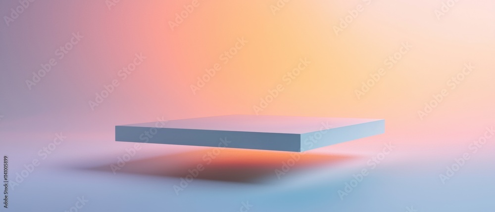 Poster 3d rendering of a square-shaped object on a gradient background. the background is a gradient of pas