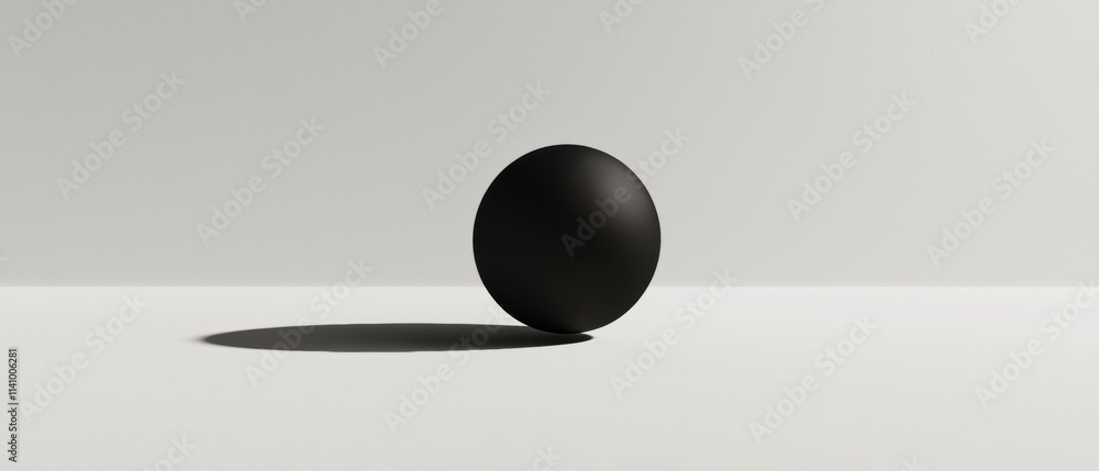 Poster 3d rendering of a black oval-shaped object on a white surface. the object appears to be made of a sm