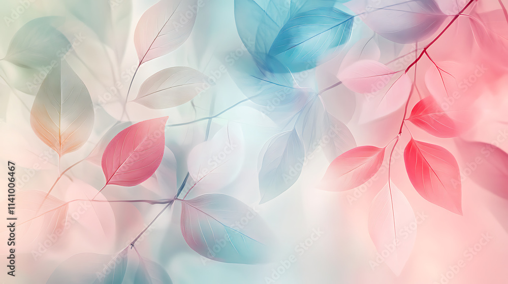 Leinwandbilder abstract floral background features delicate leaf patterns and soft pastel colors, creating a sense 