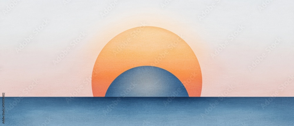 Poster abstract illustration of an arch-shaped object in the middle of the ocean. the arch is made up of tw