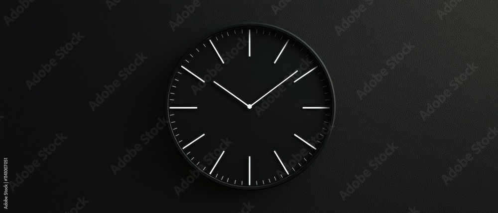 Fototapete black clock face with white lines running horizontally across it. the clock face is round and has a 