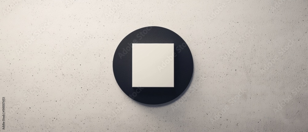 Poster minimalistic illustration of a black oval-shaped object on a white wall. the object appears to be ma
