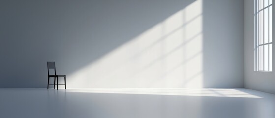 Fototapeta premium Empty room with a large window on the right side. the room has a white floor and walls, and the window is on the left side of the image.